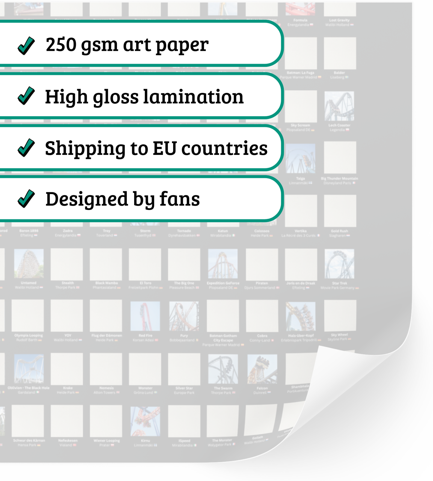 Achterbahn Scratch-Off Poster