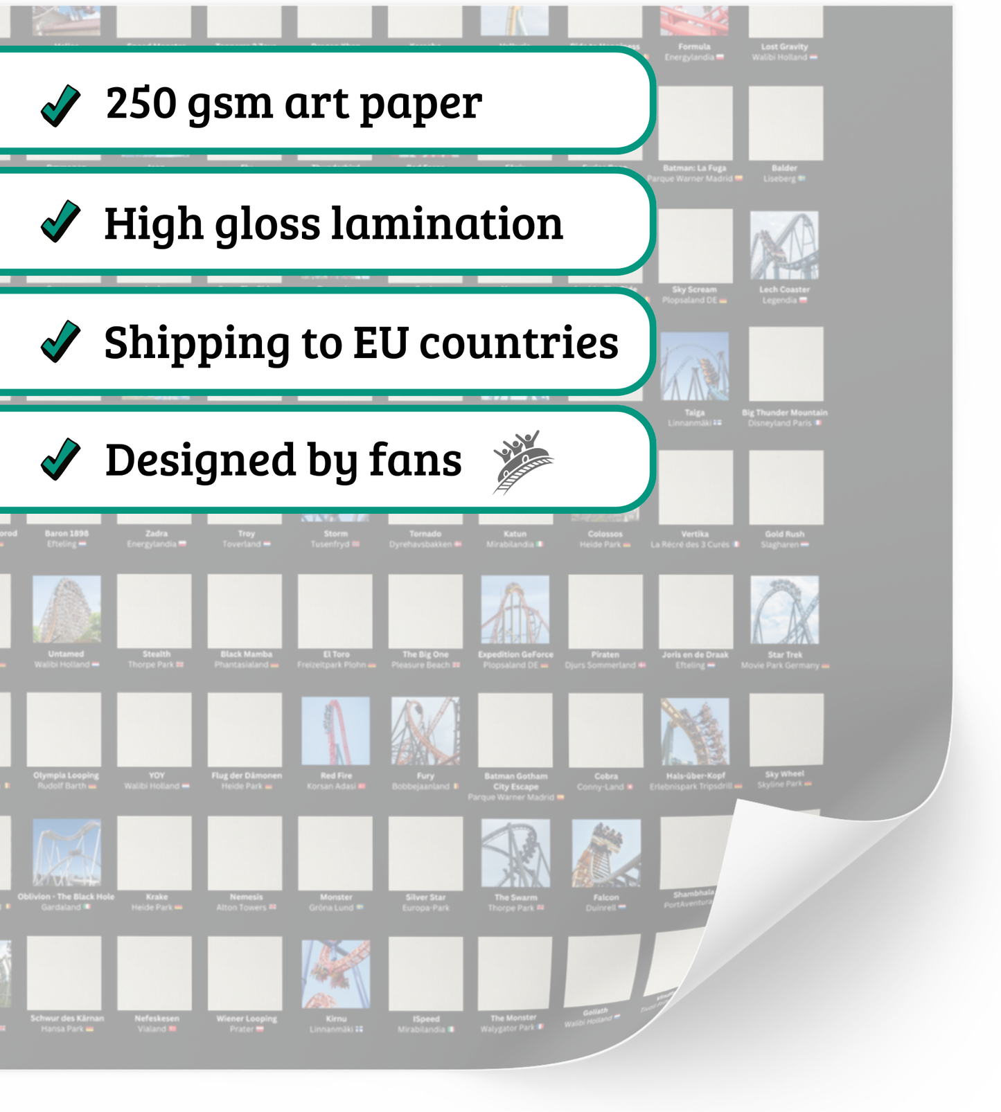 Achterbahn Scratch-Off Poster